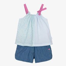 Load image into Gallery viewer, Tutto Piccolo Girls Blue Cotton Shorts Set
