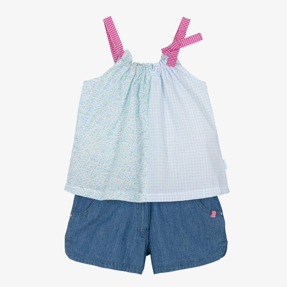 Tutto Piccolo Girls Blue Cotton Shorts Set