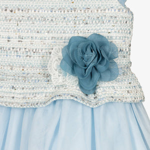 Tutto Piccolo Girls Blue Tweed & Tulle Dress