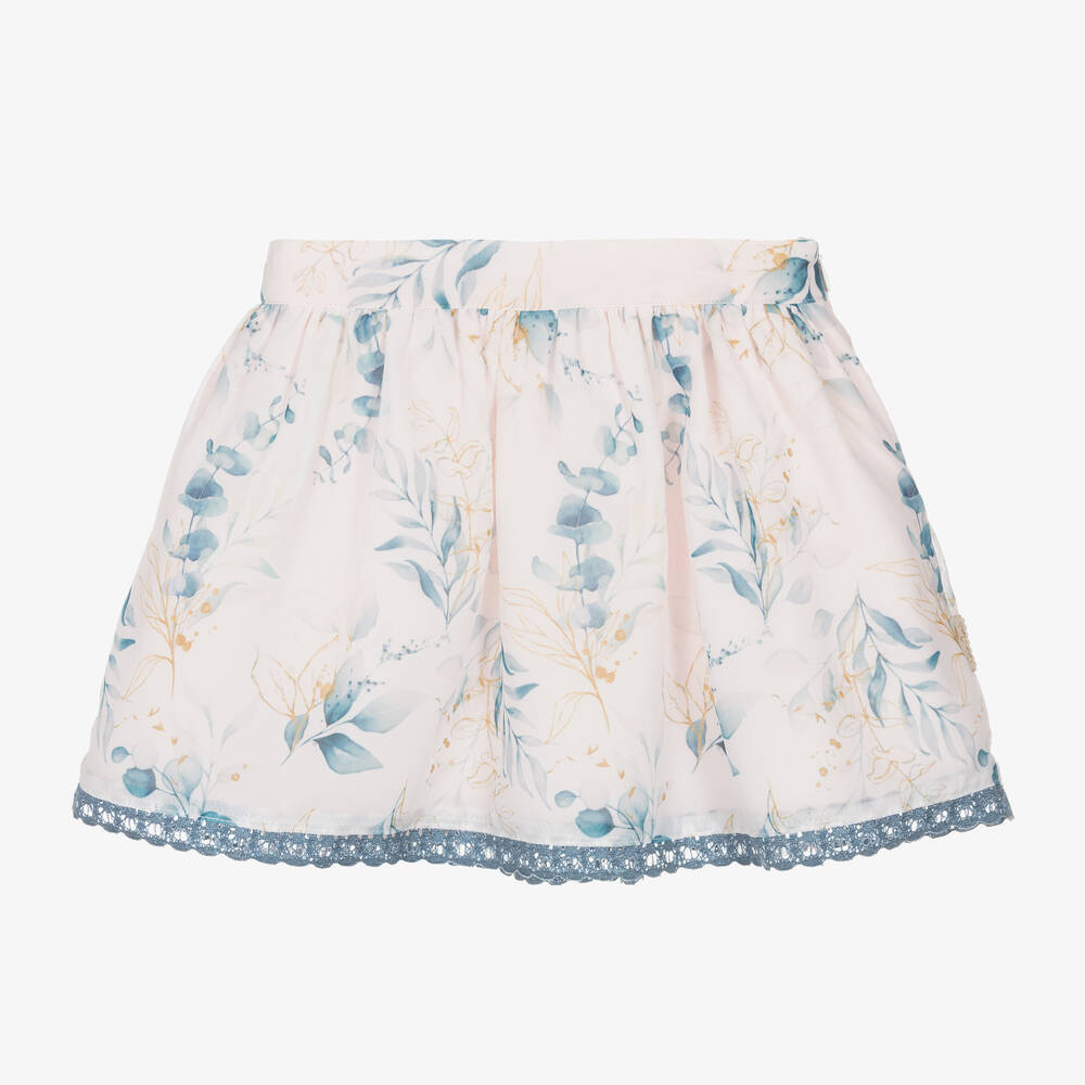 Tutto Piccolo Girls Pink & Blue Floral Skirt
