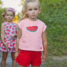 Load image into Gallery viewer, Tutto Piccolo Girls Pink Cotton Watermelon Shorts Set

