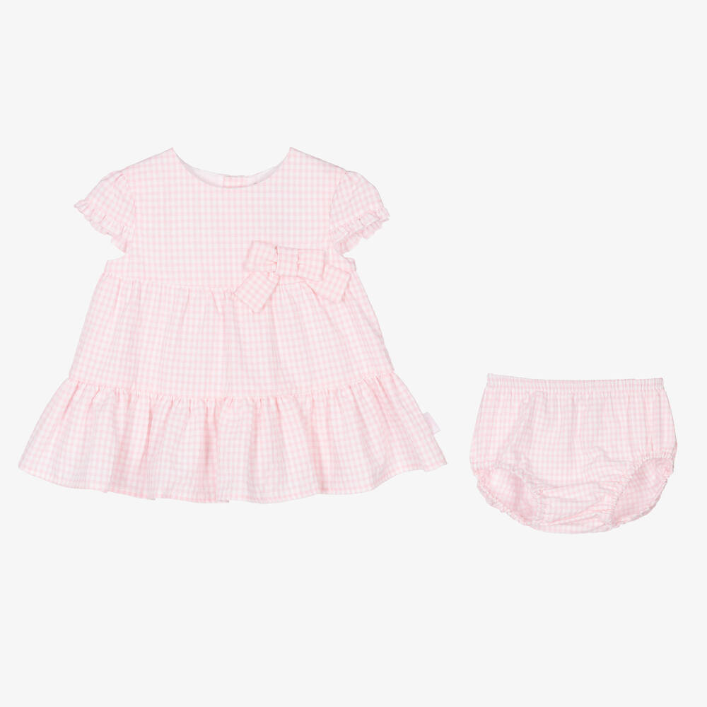 Tutto Piccolo Girls Pink Gingham Cotton Dress