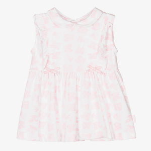 Tutto Piccolo Girls White & Pink Cotton Floral Dress