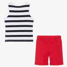 Load image into Gallery viewer, Week-end  la mer Boys Blue &amp; Red Cotton Shorts Set
